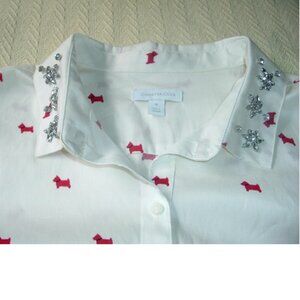 NWT Charter Club Scottie Scotty Dogs/Rhinestones Large Size 18 Blouse Top